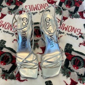 Calvin Klein Silver Strappy Heels